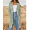 imageZESICA Womens Open Front Long Cardigan Sweater Casual Lapel Coatigan Coat Fall Jacket Outerwear with PocketsGreen
