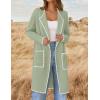 imageZESICA Womens Open Front Long Cardigan Sweater Casual Lapel Coatigan Coat Fall Jacket Outerwear with PocketsGreen