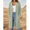 imageZESICA Womens Open Front Long Cardigan Sweater Casual Lapel Coatigan Coat Fall Jacket Outerwear with PocketsGreen