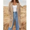 imageZESICA Womens Open Front Long Cardigan Sweater Casual Lapel Coatigan Coat Fall Jacket Outerwear with PocketsKhaki