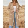 imageZESICA Womens Open Front Long Cardigan Sweater Casual Lapel Coatigan Coat Fall Jacket Outerwear with PocketsKhaki
