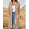 imageZESICA Womens Open Front Long Cardigan Sweater Casual Lapel Coatigan Coat Fall Jacket Outerwear with PocketsKhaki