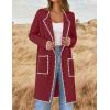 imageZESICA Womens Open Front Long Cardigan Sweater Casual Lapel Coatigan Coat Fall Jacket Outerwear with PocketsWine Red