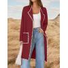 imageZESICA Womens Open Front Long Cardigan Sweater Casual Lapel Coatigan Coat Fall Jacket Outerwear with PocketsWine Red