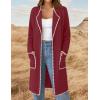 imageZESICA Womens Open Front Long Cardigan Sweater Casual Lapel Coatigan Coat Fall Jacket Outerwear with PocketsWine Red