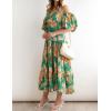 imageZESICA Womens Sexy Boho Off Shoulder Puff Short Sleeve High Waist Ruffled Flowy A Line Beach Party Midi DressVintage
