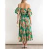 imageZESICA Womens Sexy Boho Off Shoulder Puff Short Sleeve High Waist Ruffled Flowy A Line Beach Party Midi DressVintage