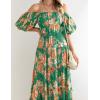 imageZESICA Womens Sexy Boho Off Shoulder Puff Short Sleeve High Waist Ruffled Flowy A Line Beach Party Midi DressVintage