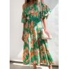 imageZESICA Womens Sexy Boho Off Shoulder Puff Short Sleeve High Waist Ruffled Flowy A Line Beach Party Midi DressVintage