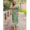 imageZESICA Womens Sexy Boho Off Shoulder Puff Short Sleeve High Waist Ruffled Flowy A Line Beach Party Midi DressVintage