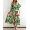 imageZESICA Womens Sexy Boho Off Shoulder Puff Short Sleeve High Waist Ruffled Flowy A Line Beach Party Midi DressVintage