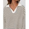 imageZESICA Womens Striped Long Sleeve Tops Oversized Sweatshirt V Neck Loose Fit Tunic Tops Spring Casual BlousesApricot