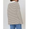 imageZESICA Womens Striped Long Sleeve Tops Oversized Sweatshirt V Neck Loose Fit Tunic Tops Spring Casual BlousesApricot