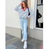 imageZESICA Womens Striped Long Sleeve Tops Oversized Sweatshirt V Neck Loose Fit Tunic Tops Spring Casual BlousesBlue