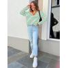 imageZESICA Womens Striped Long Sleeve Tops Oversized Sweatshirt V Neck Loose Fit Tunic Tops Spring Casual BlousesGreen