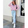 imageZESICA Womens Striped Long Sleeve Tops Oversized Sweatshirt V Neck Loose Fit Tunic Tops Spring Casual BlousesRose