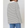 imageZESICA Womens Striped Long Sleeve Tops Oversized Sweatshirt V Neck Loose Fit Tunic Tops Spring Casual BlousesWhite