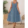 imageZESICA Womens Summer Sleeveless Dress Casual Backless Loose Flowy Tiered Sundress Beach Cover up Tank DressesDusty Blue