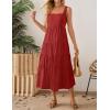 imageZESICA Womens Summer Sleeveless Dress Casual Backless Loose Flowy Tiered Sundress Beach Cover up Tank DressesRed