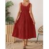 imageZESICA Womens Summer Sleeveless Dress Casual Backless Loose Flowy Tiered Sundress Beach Cover up Tank DressesRed