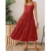 imageZESICA Womens Summer Sleeveless Dress Casual Backless Loose Flowy Tiered Sundress Beach Cover up Tank DressesRed