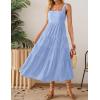 imageZESICA Womens Summer Sleeveless Dress Casual Backless Loose Flowy Tiered Sundress Beach Cover up Tank DressesSky
