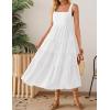 imageZESICA Womens Summer Sleeveless Dress Casual Backless Loose Flowy Tiered Sundress Beach Cover up Tank DressesWhite