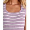 imageZESICA Womens Summer Sleeveless Mini Dress 2025 Square Neck Striped Knit A Line Pleated Tank DressesLight Purple