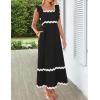 imageZESICA Womens Summer Sleeveless Ruffle Dresses Square Neck Backless Boho Flowy Maxi Sundress with PocketsBlack