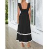 imageZESICA Womens Summer Sleeveless Ruffle Dresses Square Neck Backless Boho Flowy Maxi Sundress with PocketsBlack