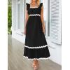 imageZESICA Womens Summer Sleeveless Ruffle Dresses Square Neck Backless Boho Flowy Maxi Sundress with PocketsBlack