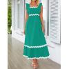 imageZESICA Womens Summer Sleeveless Ruffle Dresses Square Neck Backless Boho Flowy Maxi Sundress with PocketsGreen