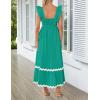 imageZESICA Womens Summer Sleeveless Ruffle Dresses Square Neck Backless Boho Flowy Maxi Sundress with PocketsGreen