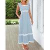 imageZESICA Womens Summer Sleeveless Ruffle Dresses Square Neck Backless Boho Flowy Maxi Sundress with PocketsLight Blue