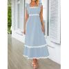 imageZESICA Womens Summer Sleeveless Ruffle Dresses Square Neck Backless Boho Flowy Maxi Sundress with PocketsLight Blue
