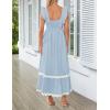 imageZESICA Womens Summer Sleeveless Ruffle Dresses Square Neck Backless Boho Flowy Maxi Sundress with PocketsLight Blue