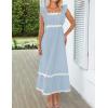 imageZESICA Womens Summer Sleeveless Ruffle Dresses Square Neck Backless Boho Flowy Maxi Sundress with PocketsLight Blue