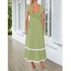 imageZESICA Womens Summer Sleeveless Ruffle Dresses Square Neck Backless Boho Flowy Maxi Sundress with PocketsLight Green