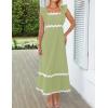 imageZESICA Womens Summer Sleeveless Ruffle Dresses Square Neck Backless Boho Flowy Maxi Sundress with PocketsLight Green
