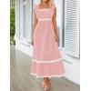 imageZESICA Womens Summer Sleeveless Ruffle Dresses Square Neck Backless Boho Flowy Maxi Sundress with PocketsLight Pink
