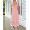 imageZESICA Womens Summer Sleeveless Ruffle Dresses Square Neck Backless Boho Flowy Maxi Sundress with PocketsLight Pink