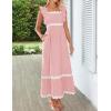 imageZESICA Womens Summer Sleeveless Ruffle Dresses Square Neck Backless Boho Flowy Maxi Sundress with PocketsLight Pink