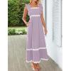 imageZESICA Womens Summer Sleeveless Ruffle Dresses Square Neck Backless Boho Flowy Maxi Sundress with PocketsPurple Taro