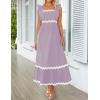 imageZESICA Womens Summer Sleeveless Ruffle Dresses Square Neck Backless Boho Flowy Maxi Sundress with PocketsPurple Taro