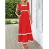 imageZESICA Womens Summer Sleeveless Ruffle Dresses Square Neck Backless Boho Flowy Maxi Sundress with PocketsRed