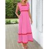 imageZESICA Womens Summer Sleeveless Ruffle Dresses Square Neck Backless Boho Flowy Maxi Sundress with PocketsRose