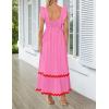 imageZESICA Womens Summer Sleeveless Ruffle Dresses Square Neck Backless Boho Flowy Maxi Sundress with PocketsRose