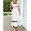 imageZESICA Womens Summer Sleeveless Ruffle Dresses Square Neck Backless Boho Flowy Maxi Sundress with PocketsWhite