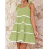 imageZESICA Womens Summer Swing Mini Dress Casual Spaghetti Straps Sleeveless Smocked Backless Flowy A Line SundressGreen