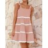 imageZESICA Womens Summer Swing Mini Dress Casual Spaghetti Straps Sleeveless Smocked Backless Flowy A Line SundressPink